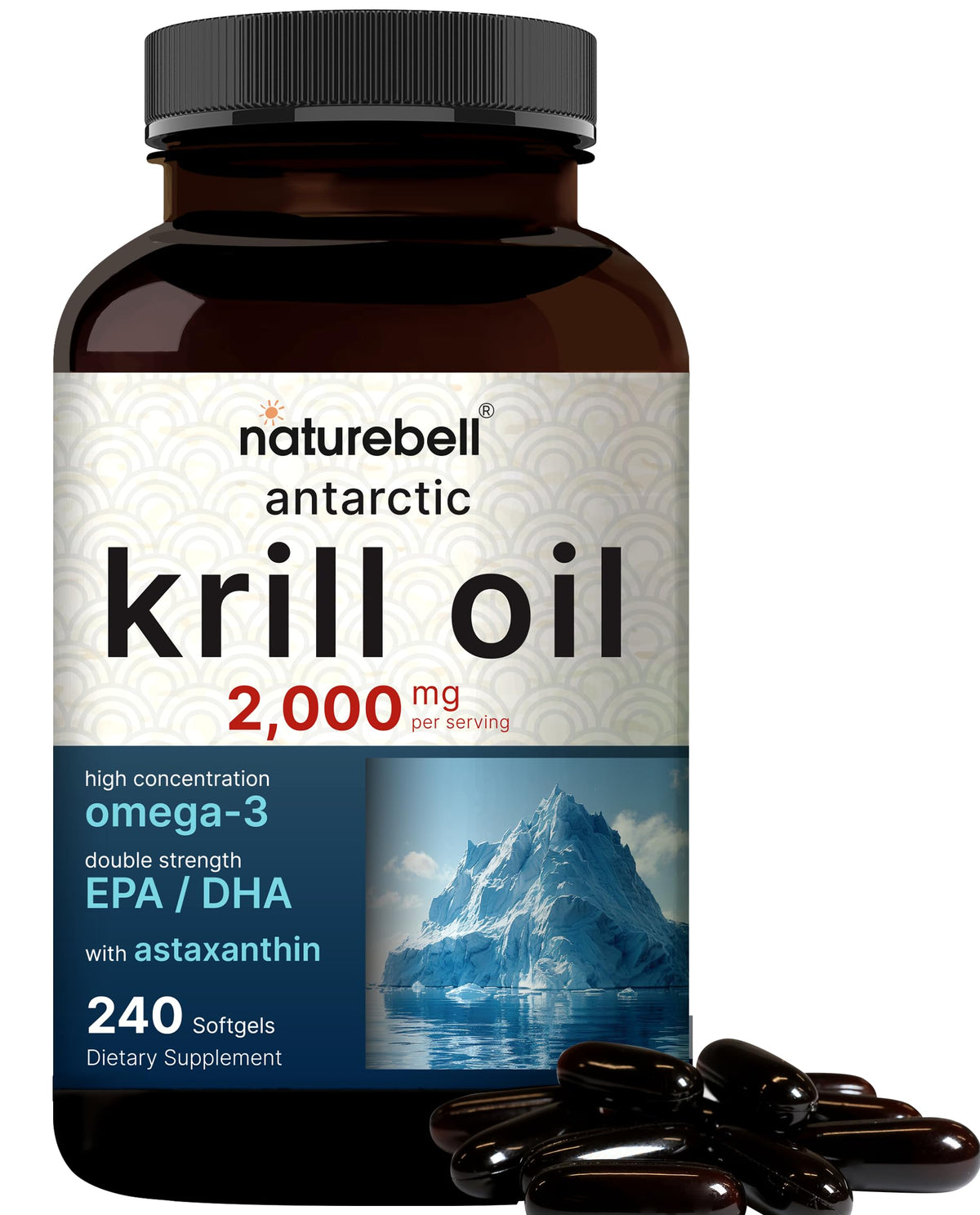 NatureBell Antarctic Krill Oil 2000mg bottle label