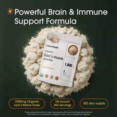 Hericium erinaceus lion’s mane powder 1500mg per serving NatureBell
