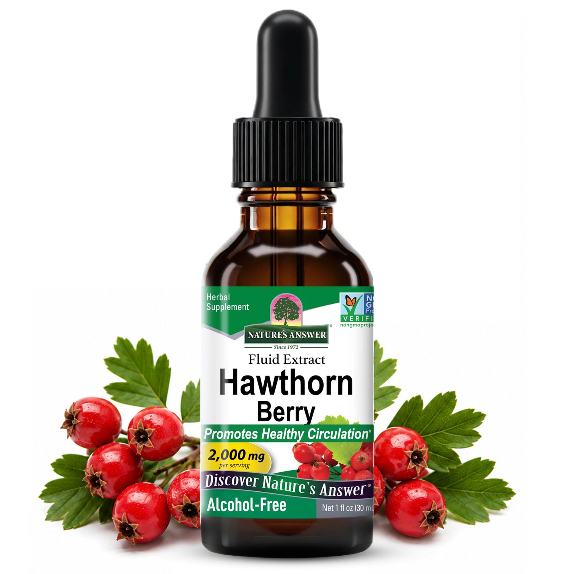 Nature's Answer Hawthorn Berries Herbal Extract 1oz bottle Kosher Gluten-Free