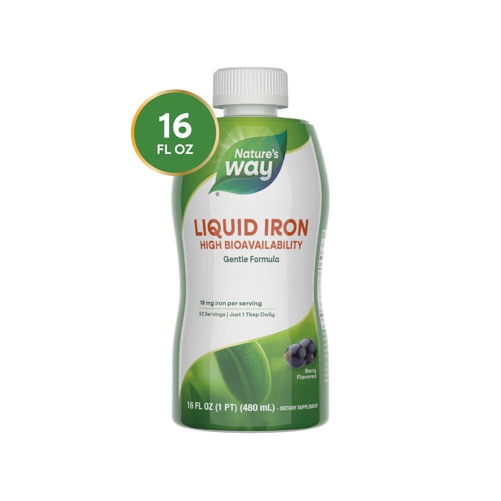 Berry flavored liquid iron bottle on display