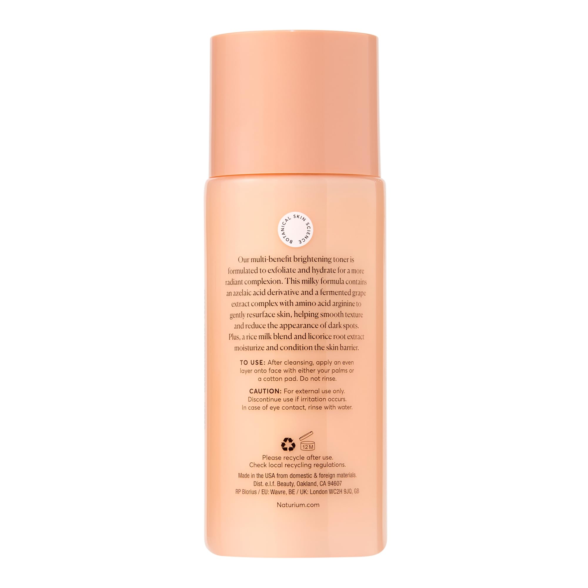Label close up Naturium Multi-Bright Milky Toner 120 ml