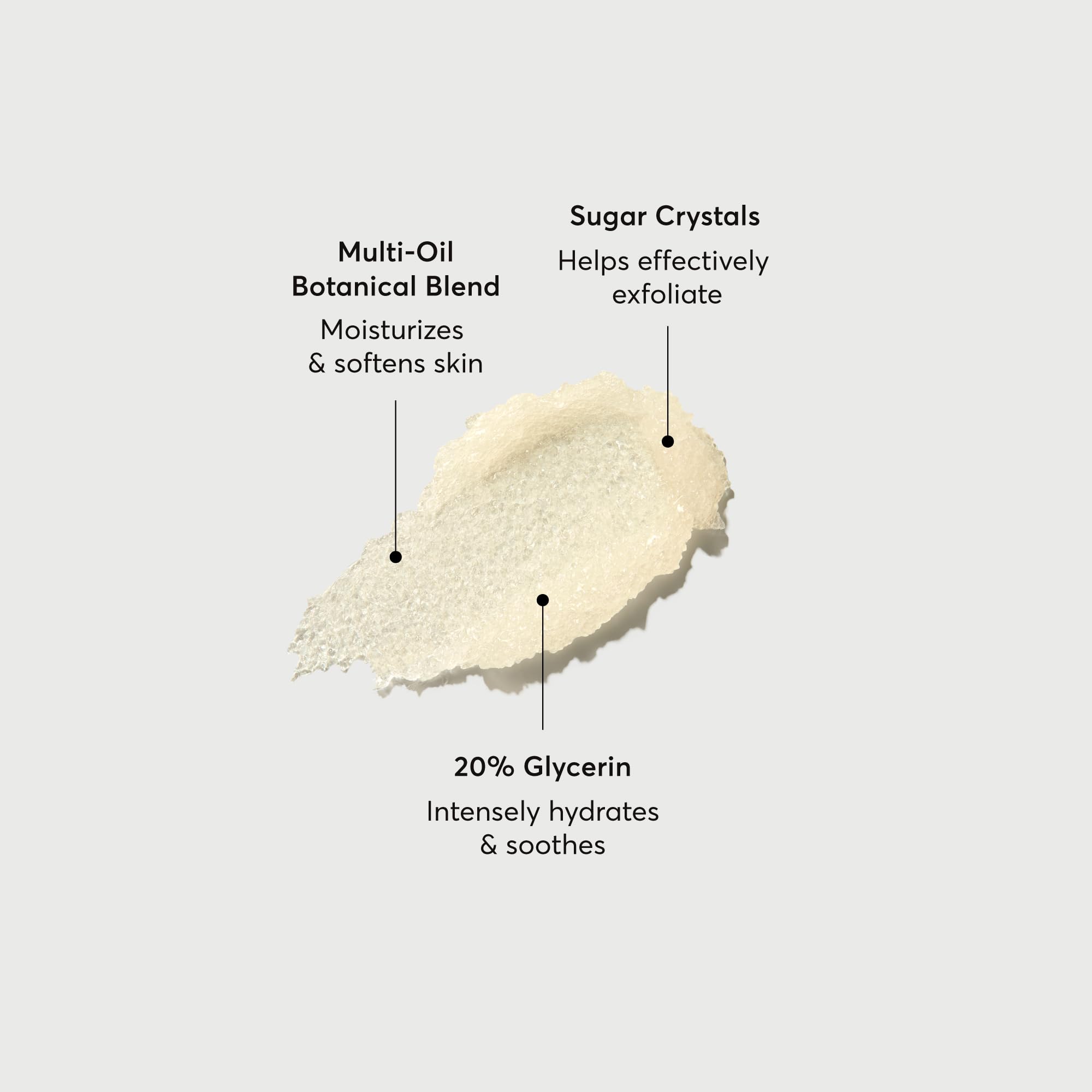 Linoleic-rich oil blend with glycerin and squalane in Naturium scrub