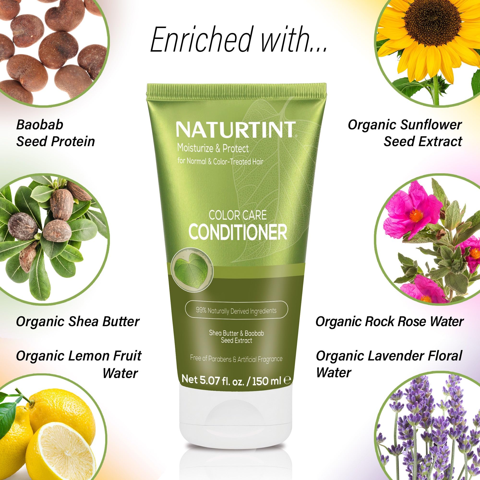 Plant-enriched Naturtint conditioner bottle formula label