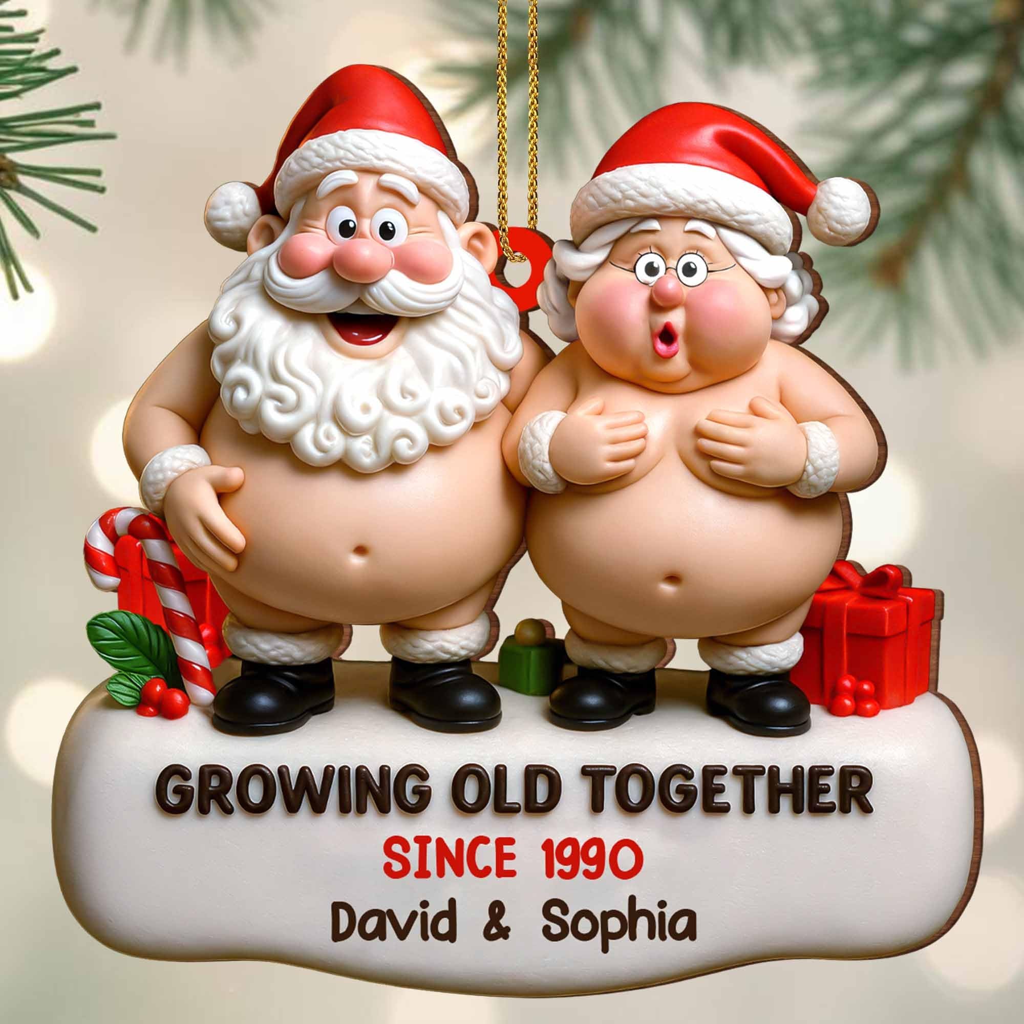 Naughty Old Couple Growing Old Together Since ornament packaging