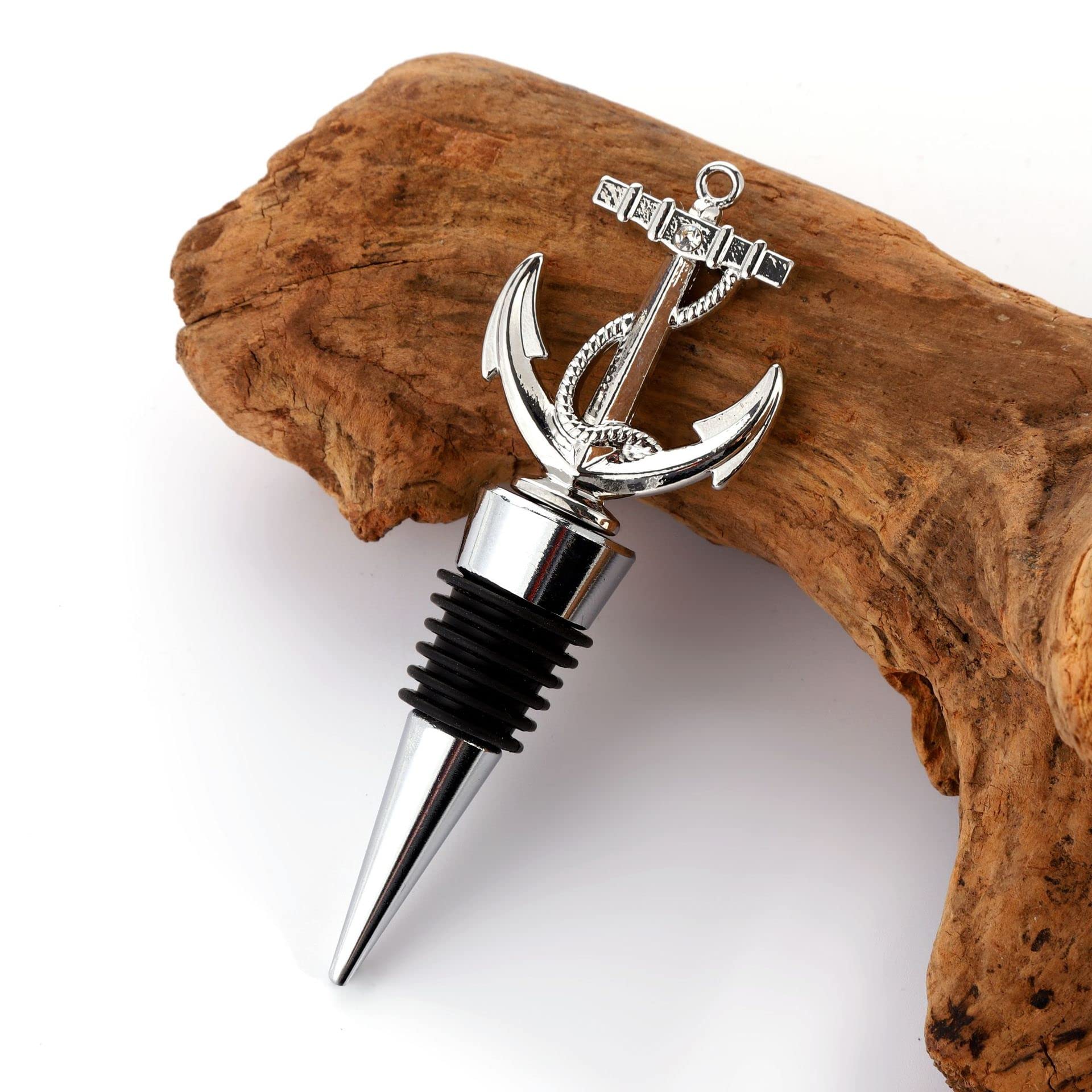 Silver finish nautical wine stoppers packaging