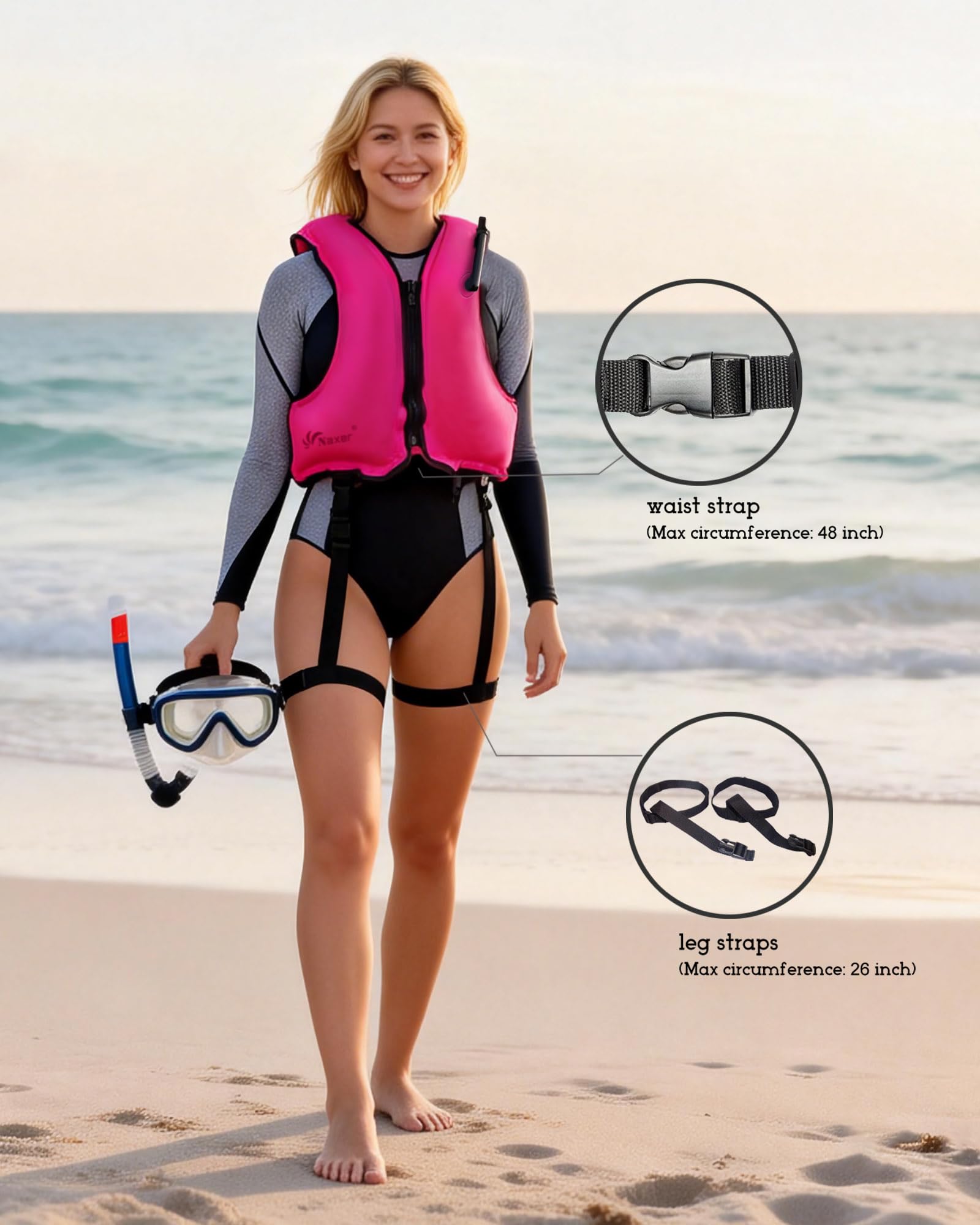 NAXER inflatable buoyancy jackets adults mesh back detail