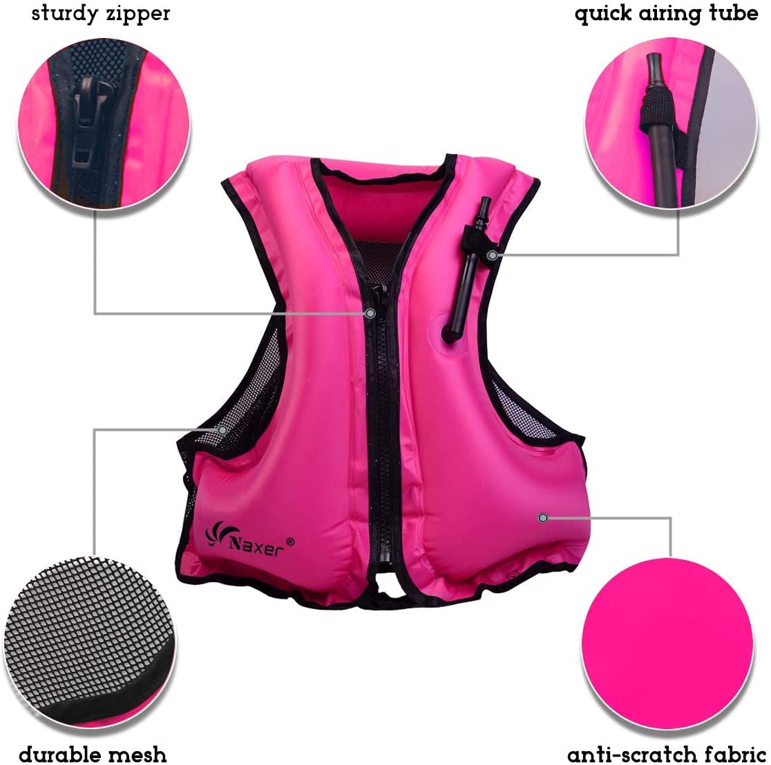NAXER inflatable buoyancy jackets adults size 90-220 lbs range