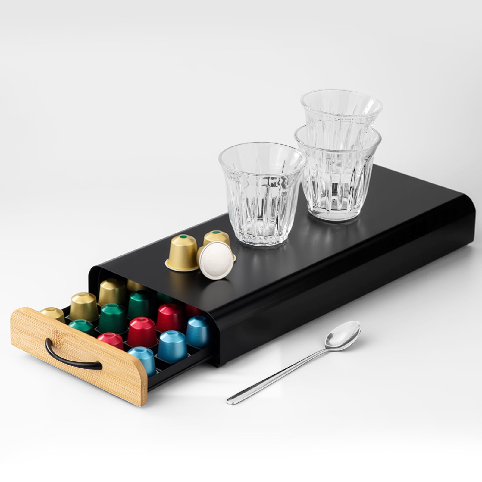 Space-saving kitchen coffee pod organizer