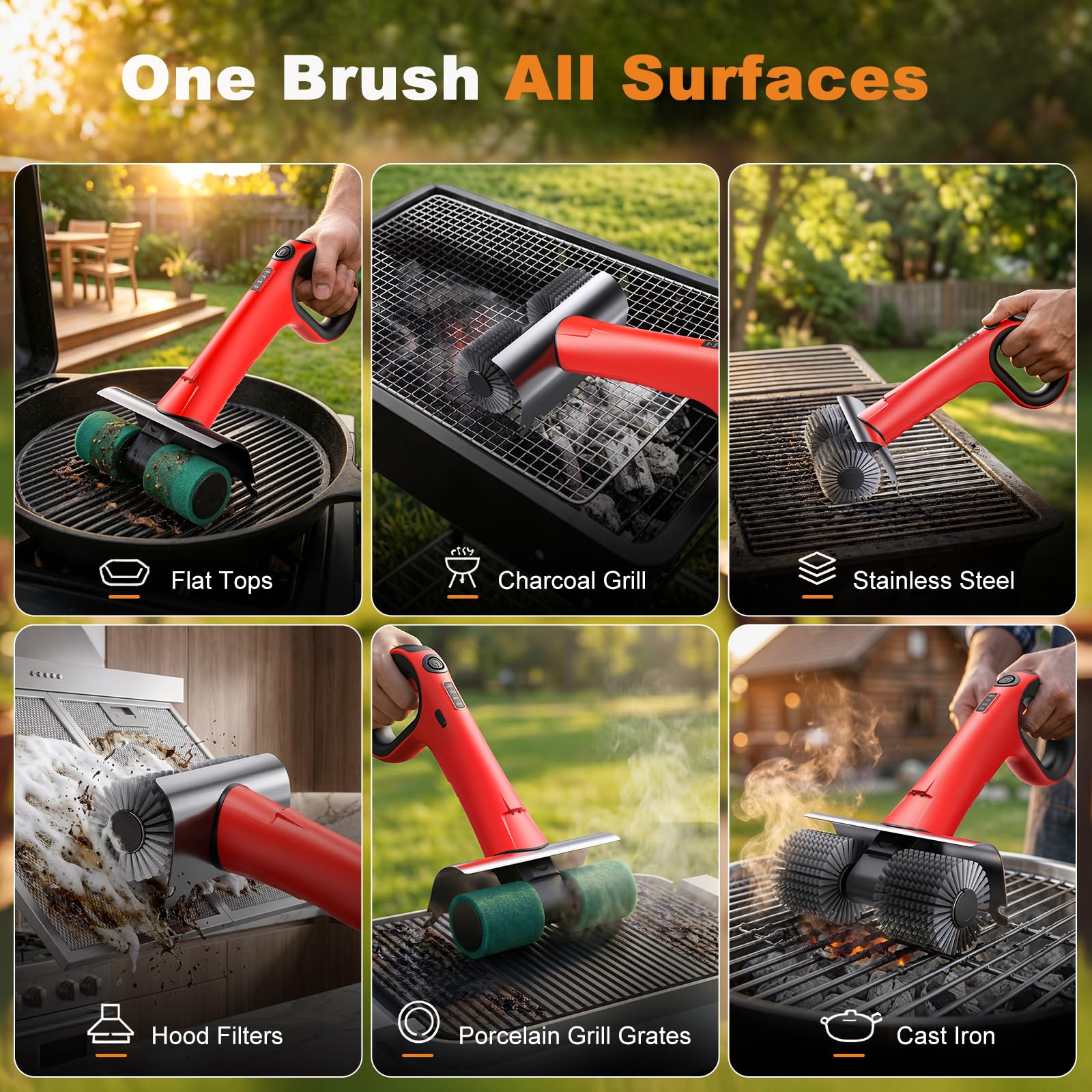 Built-in LED light for night cleaning on NeatLt grill brush