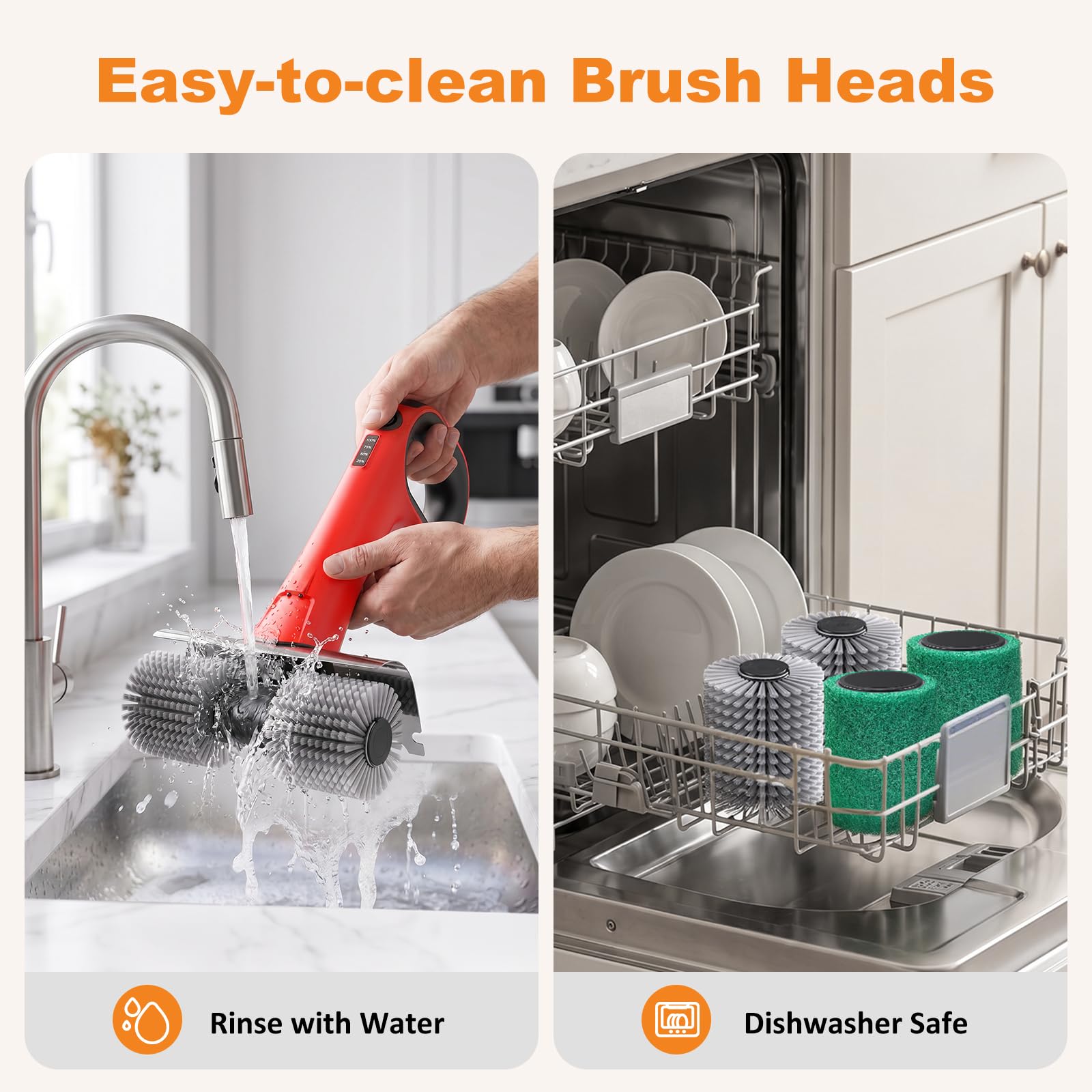 Waterproof brush head design for easy cleaning on NeatLt grill brush