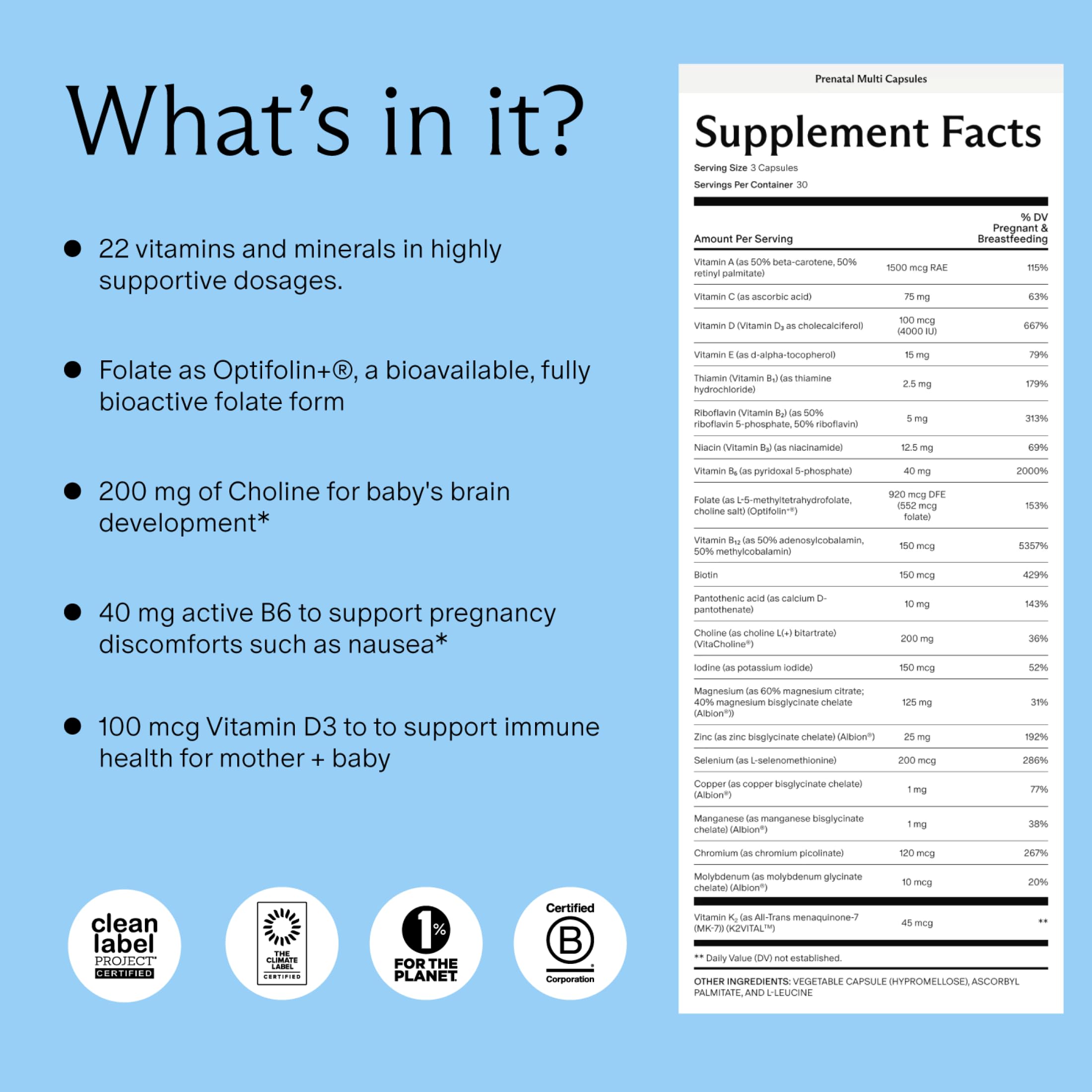 Needed prenatal multivitamin 30 day supply capsules