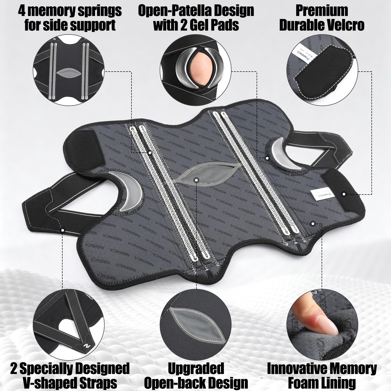 Knee brace patella gel pads close up