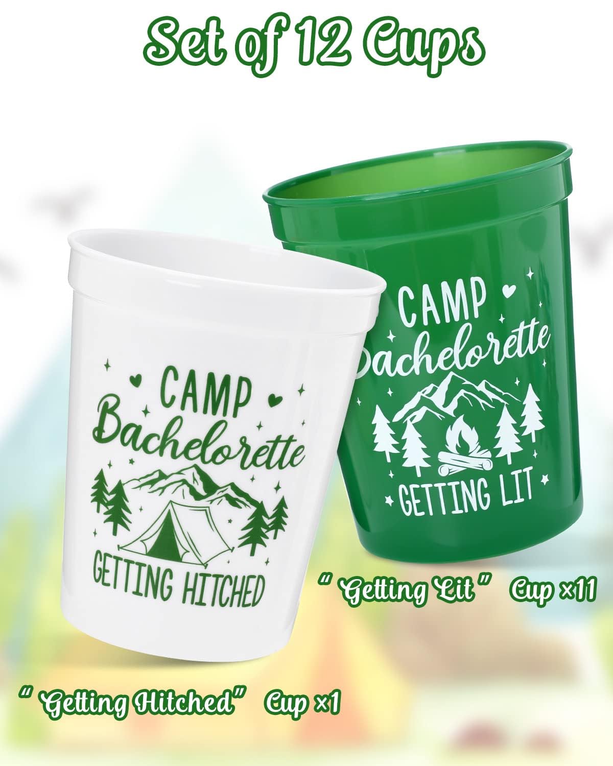 Outdoor camping bachelorette party cups by Nefelibata kit