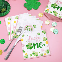Napkins with shamrocks and rainbows Lucky One design