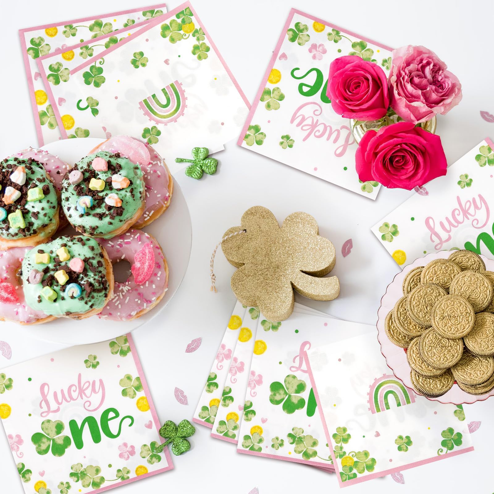 Napkins for girl birthday party decor St Patrick's Day