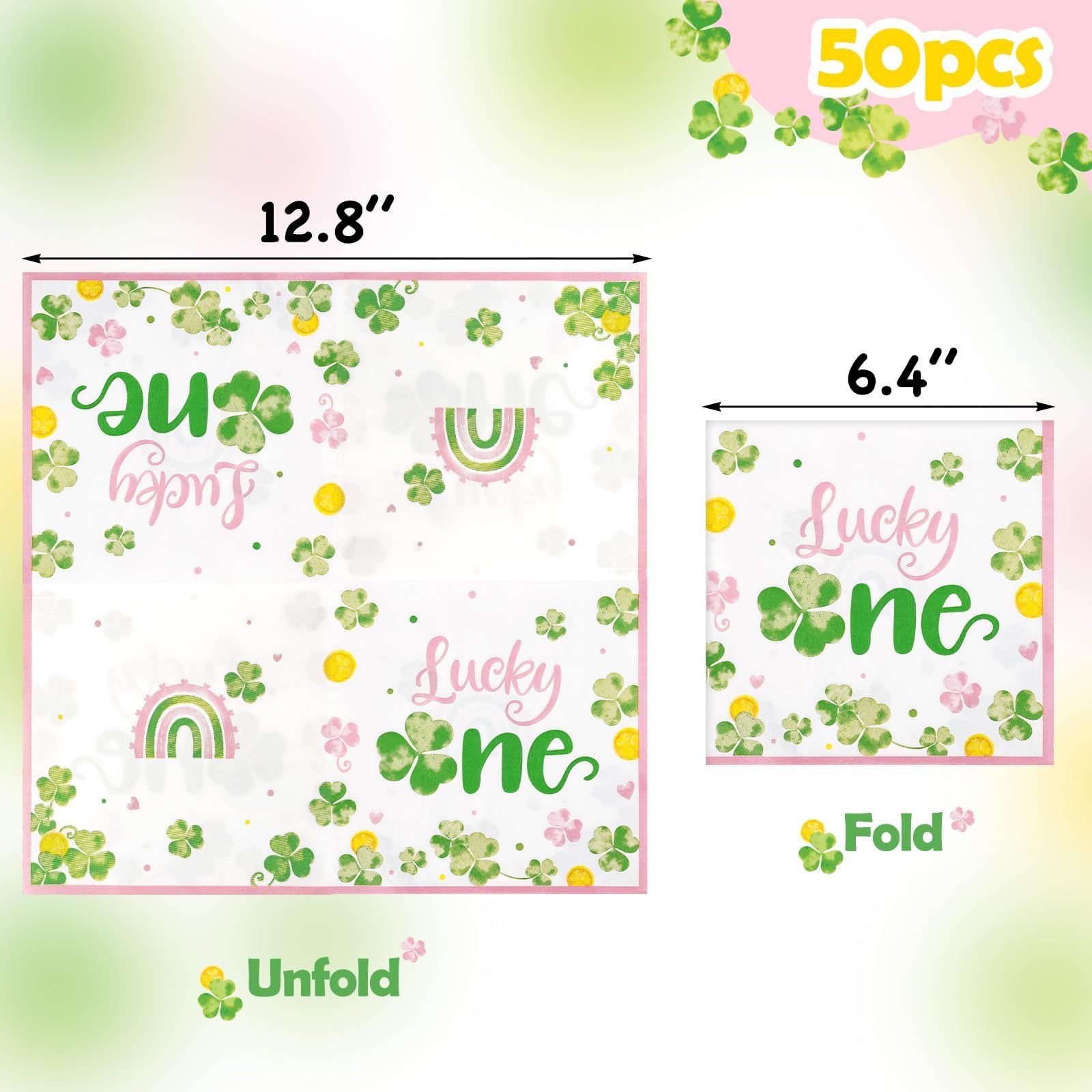 Unfolded napkin size 12.8 x 12.8 inches