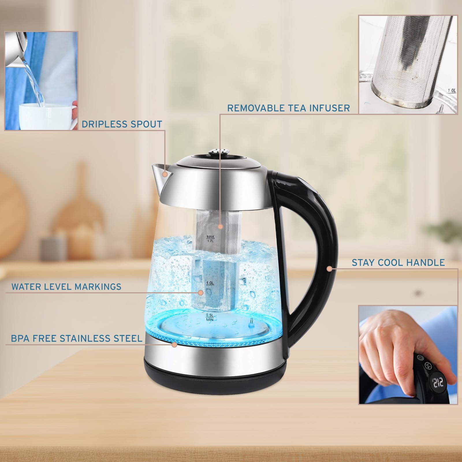 Cordless kettle with 360 degree swivel base