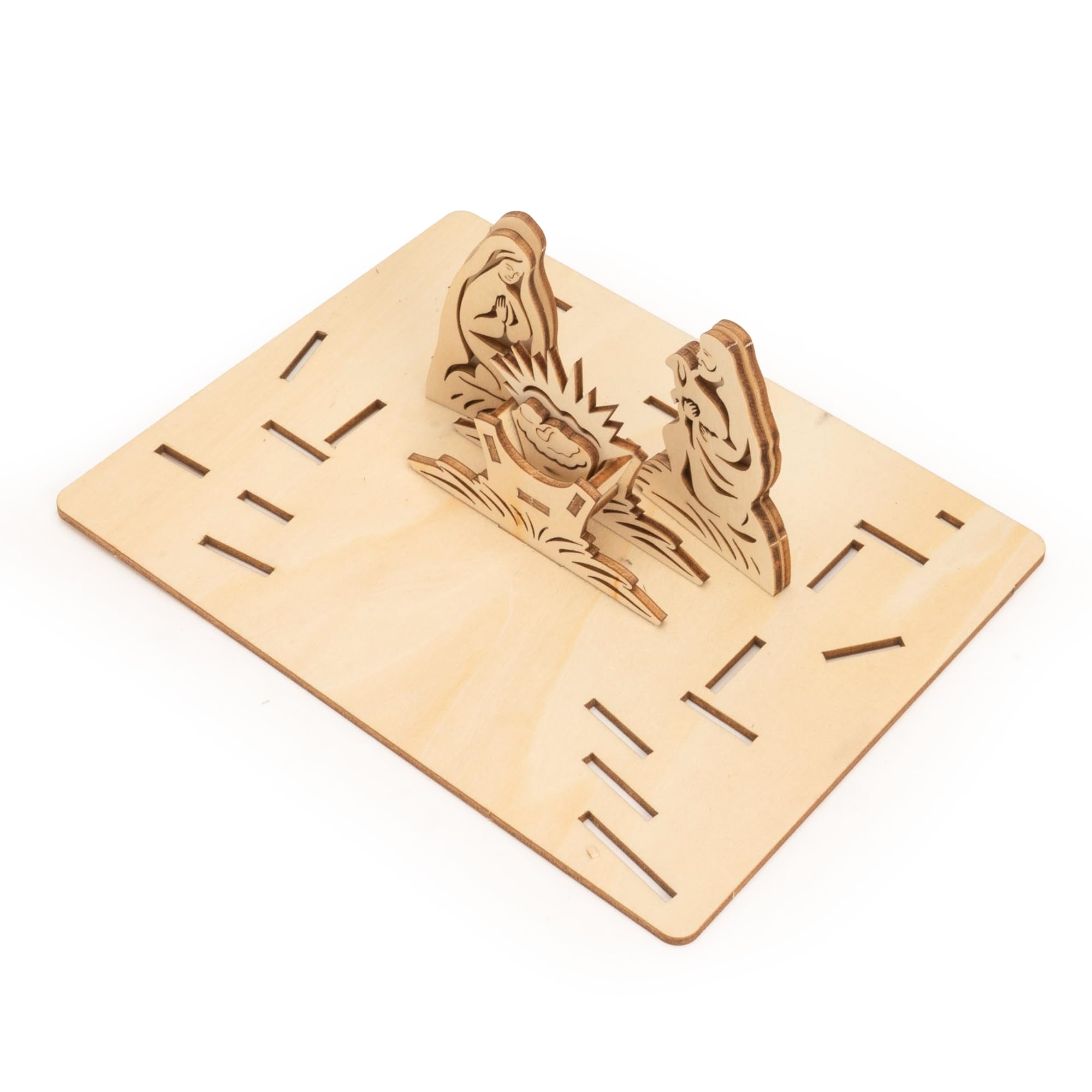 NELXI wooden nativity set ornament detail
