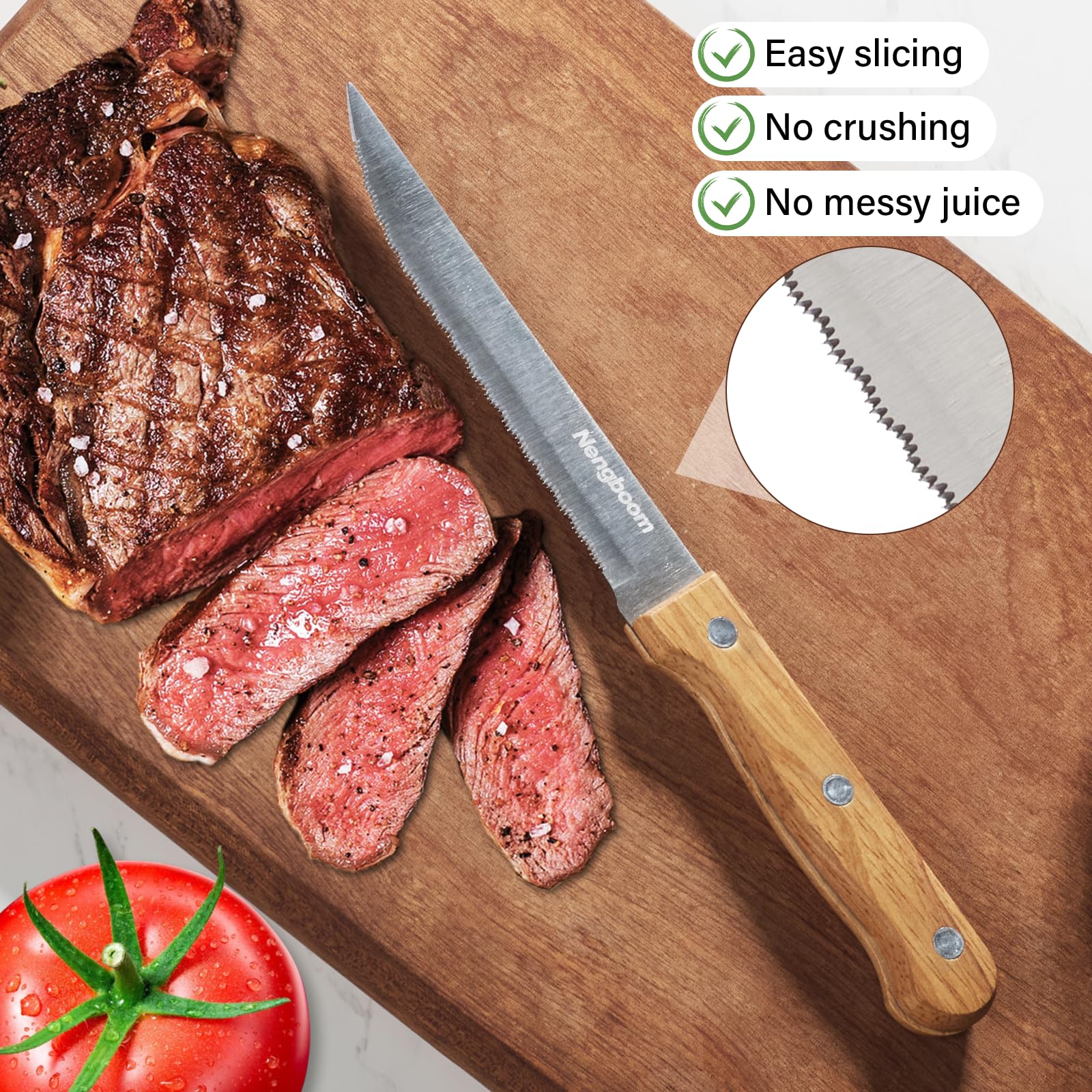 Nengboom ergonomic wood handle on tomato knife