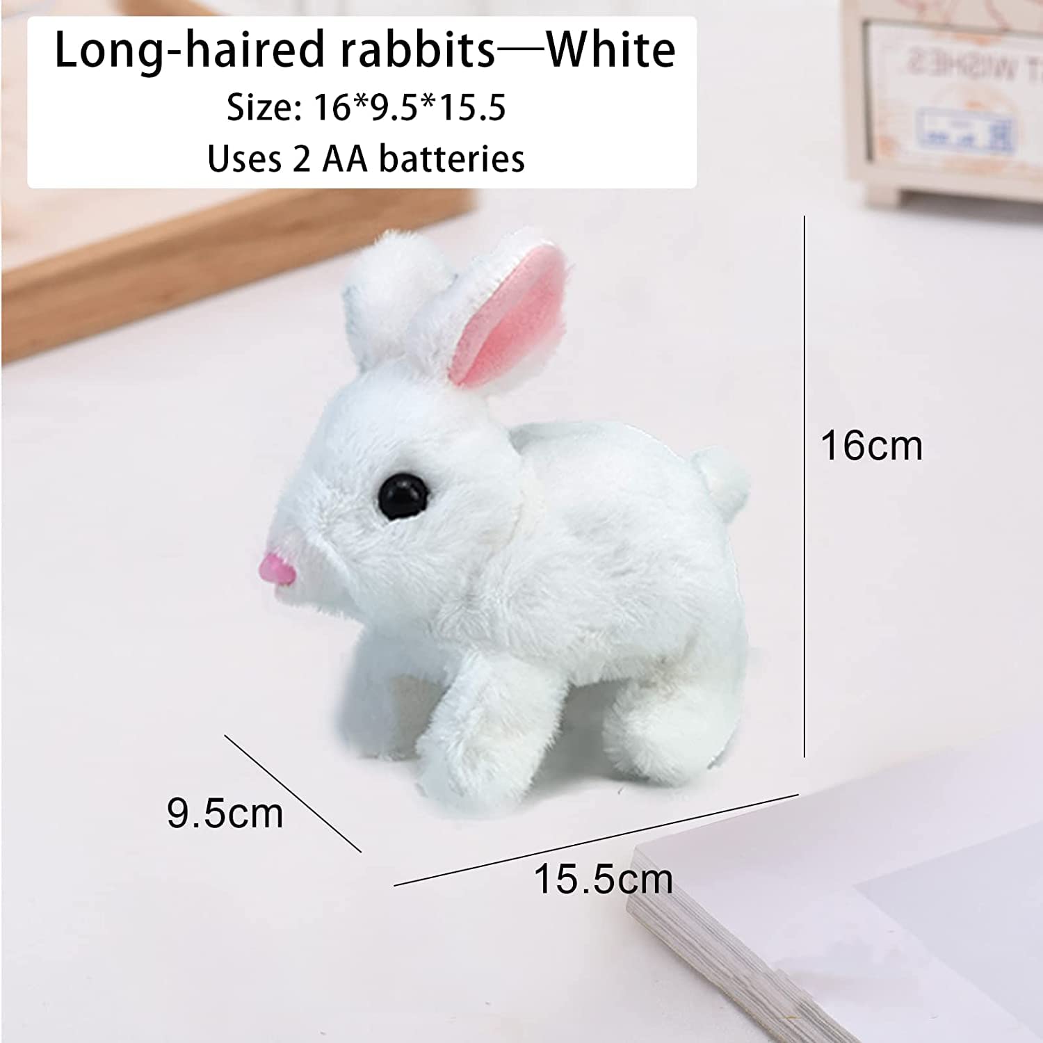 Realistic plush bunny hopping with carrot accessory for interactive play