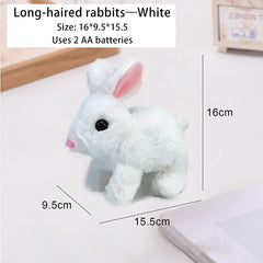 Realistic plush bunny hopping with carrot accessory for interactive play