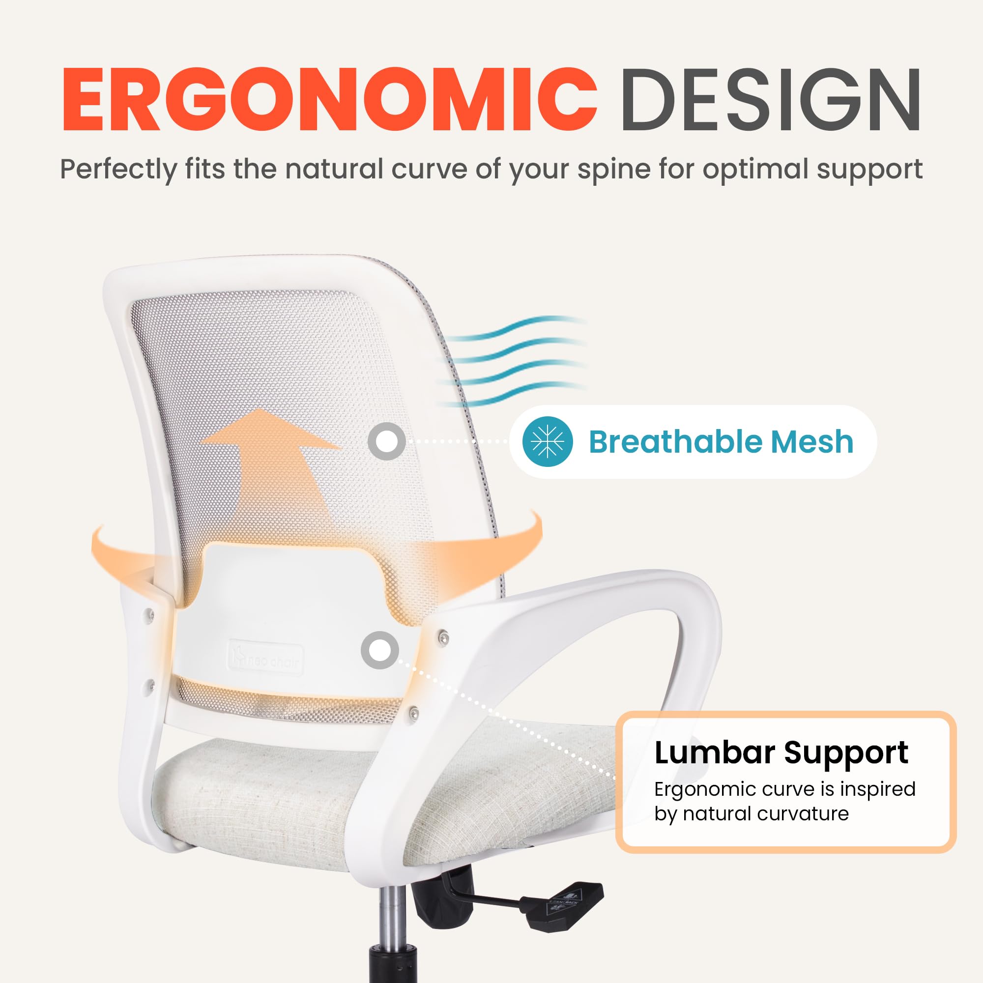 NEO CHAIR breathable mesh back detail ivory
