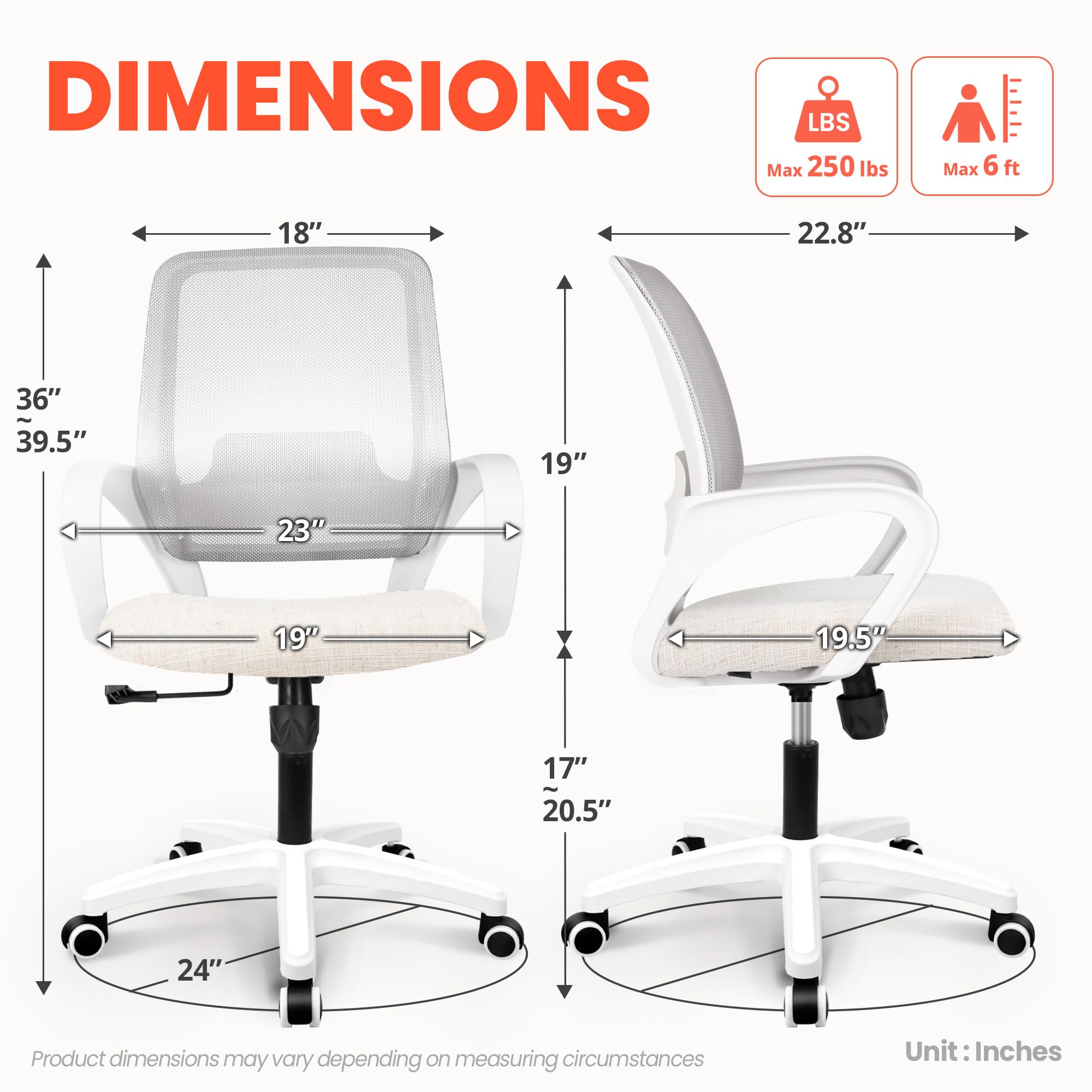 NEO CHAIR ivory lumbar mid back support close up seat