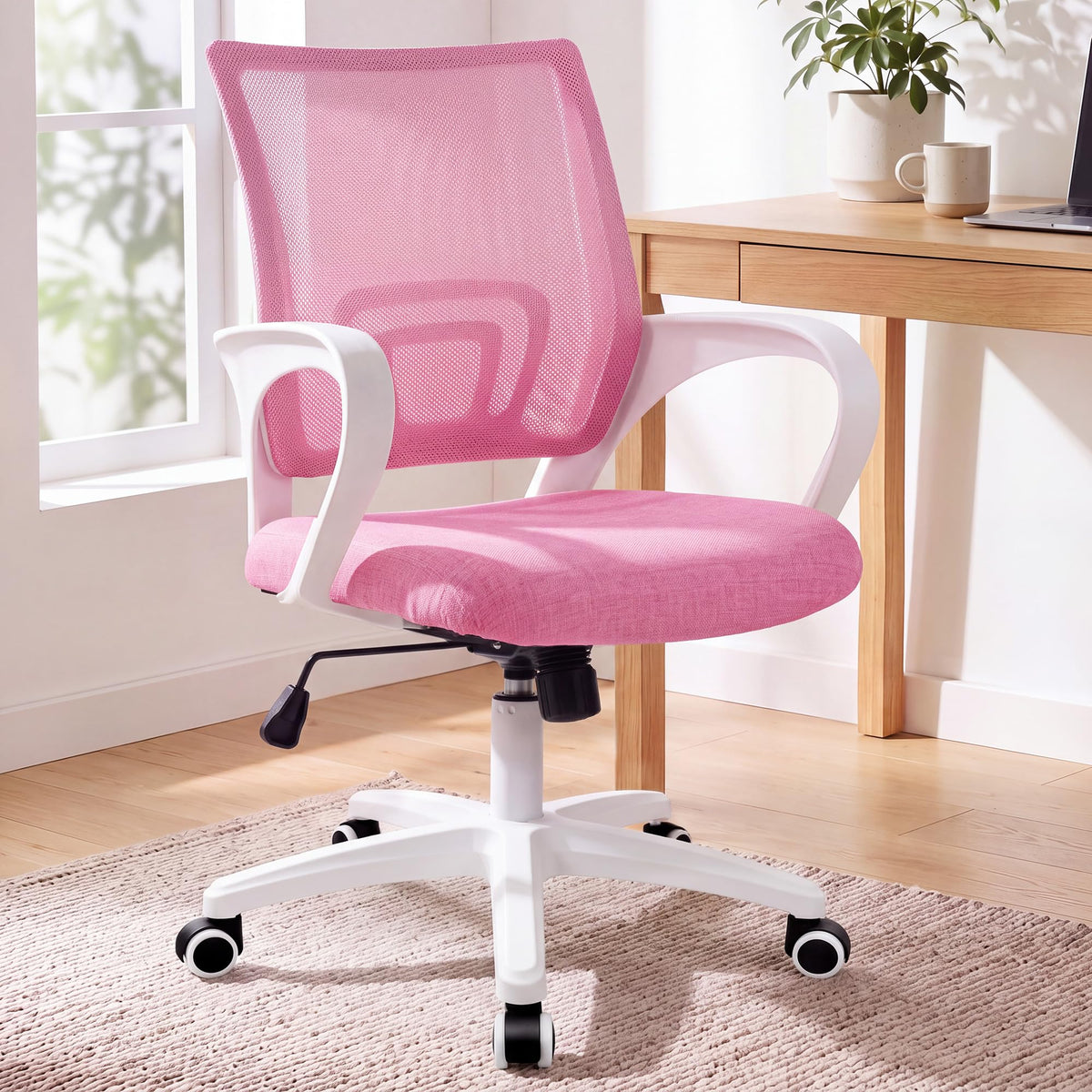 NEO CHAIR office computer chair pink color from front view