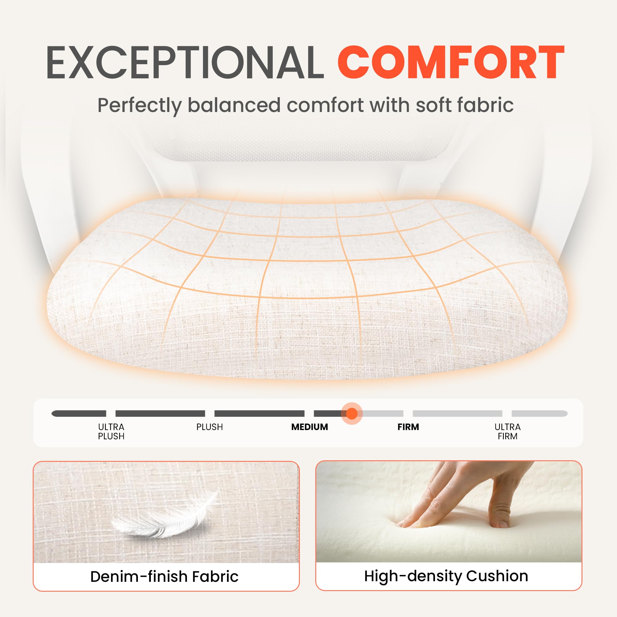 NEO CHAIR molded foam seat ivory close up