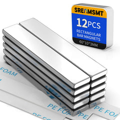 Neodymium bar magnets 60x10x3 mm close up coating