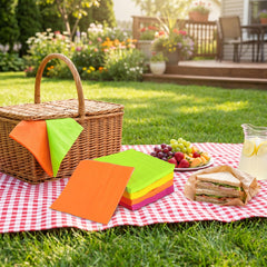 napkins for parties with bold neon colors