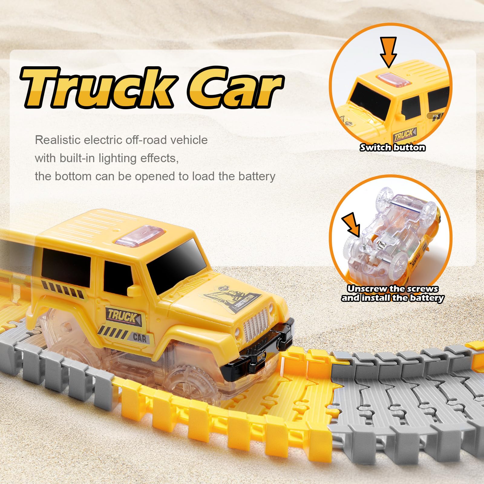 three construction trucks and sticker sheets included