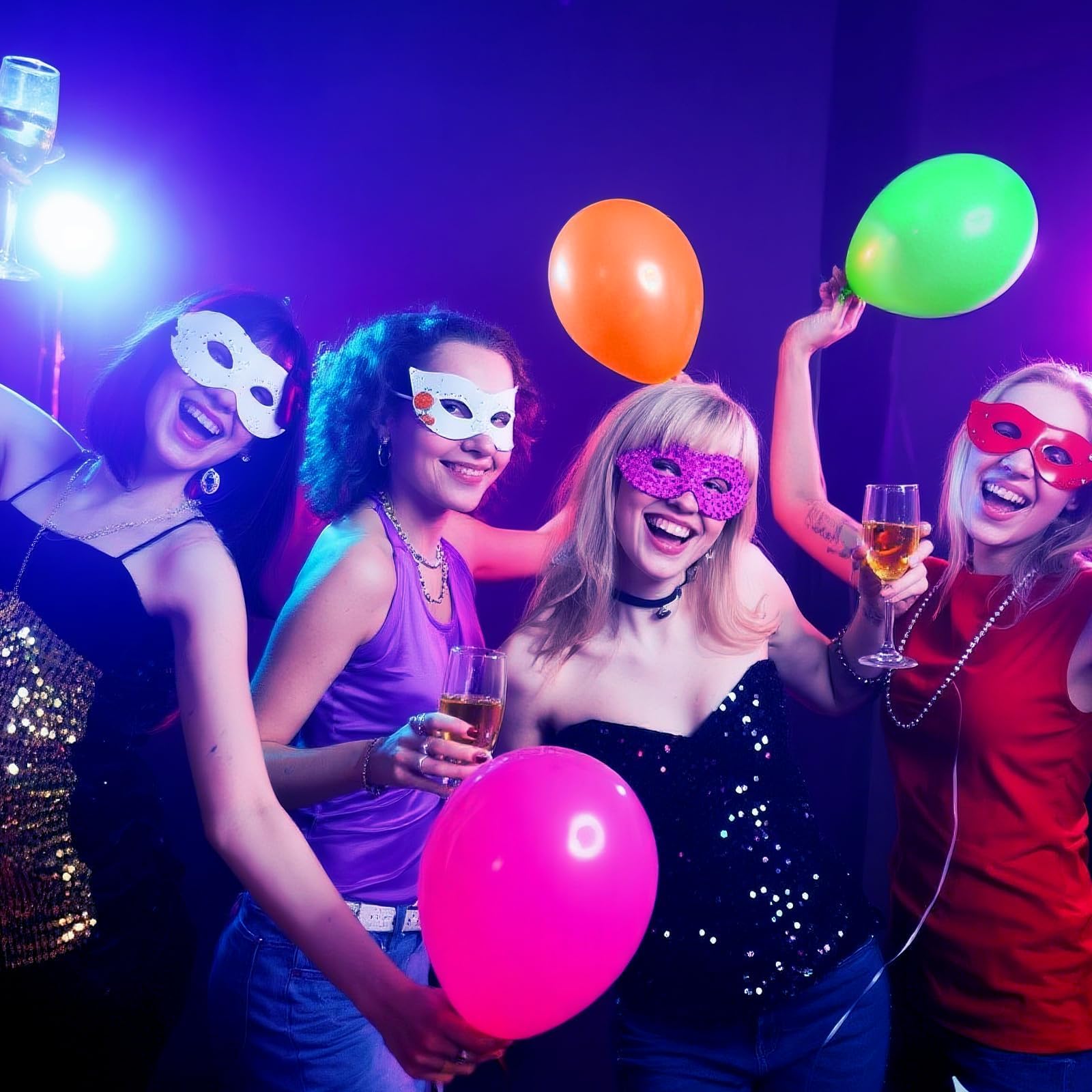 Neon party decor balloons with seven colors