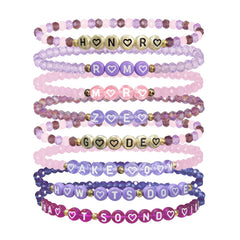 NEOVISTA 8-piece bracelet set with name charms and word charms