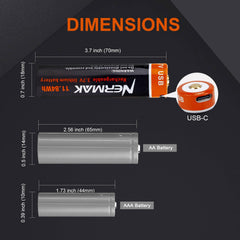 NERMAK USB-C rechargeable lithium battery 3.7V