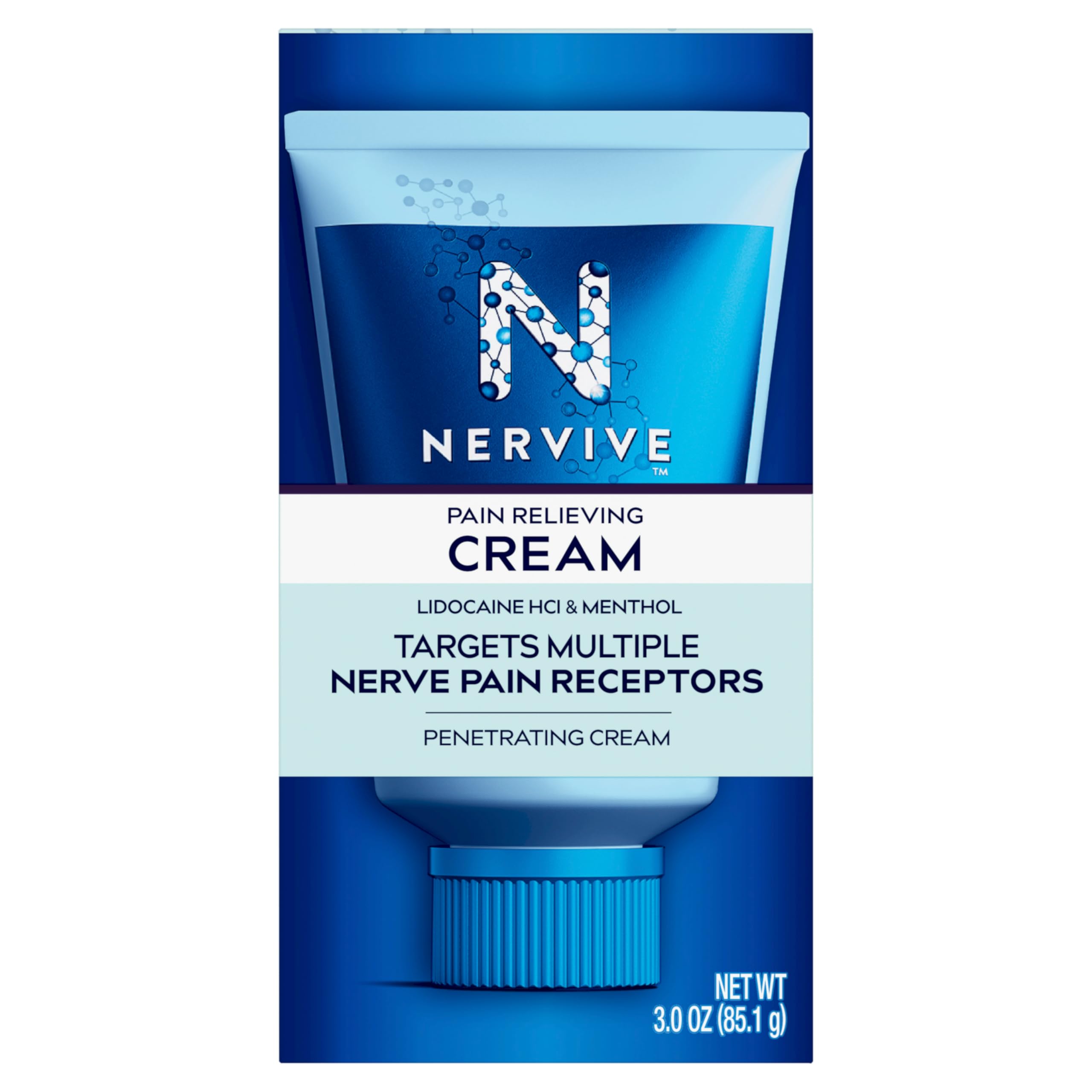 Nervive Pain Relieving Cream non-greasy topical cream on label