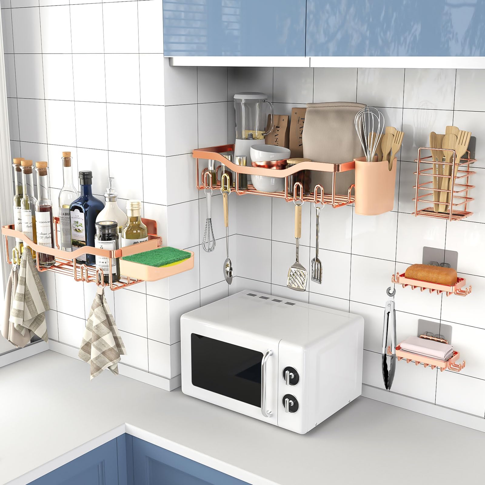 Shower caddy contents pack with adhesive NESOMI