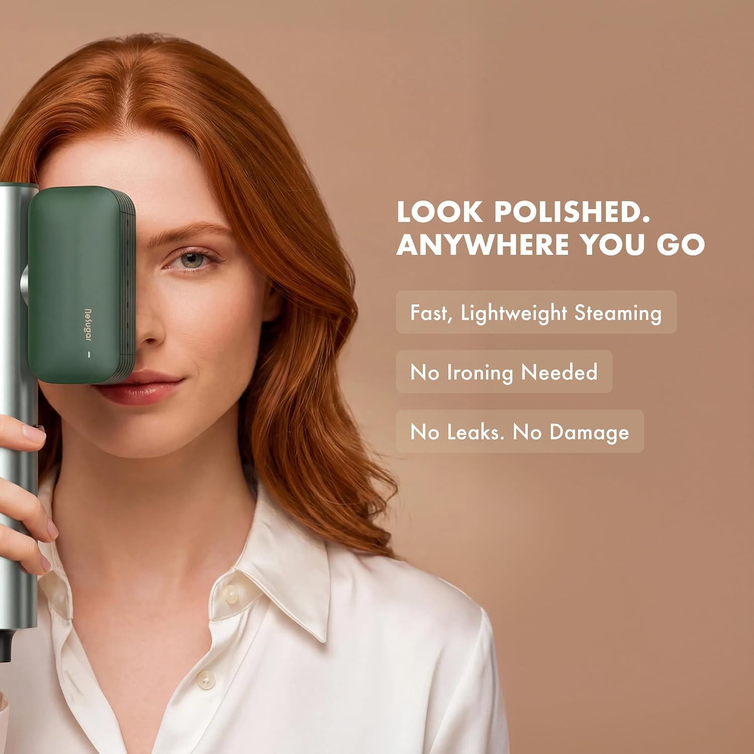 Nesugar R19 travel steamer green in carry-on setup