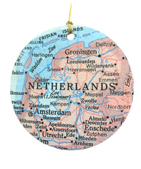 Netherlands Christmas Ornament 3 inch aluminium with golden hanger