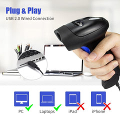 NetumScan USB 1D Barcode Scanner handheld wired CCD barcode reader side profile