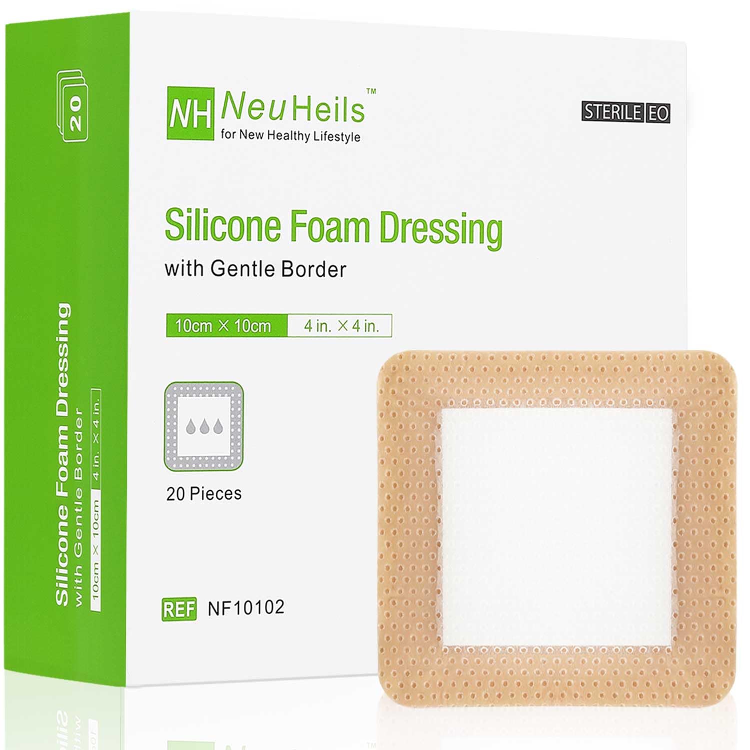 NeuHeils bordered silicone foam dressing 4x4 inch 20 pack wound care