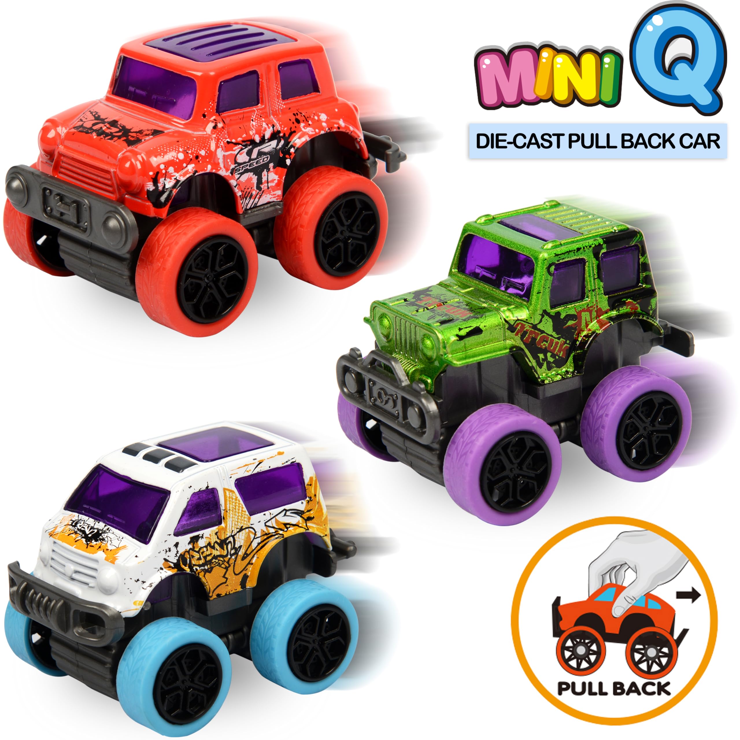 Friction-powered pull-back trucks no batteries required