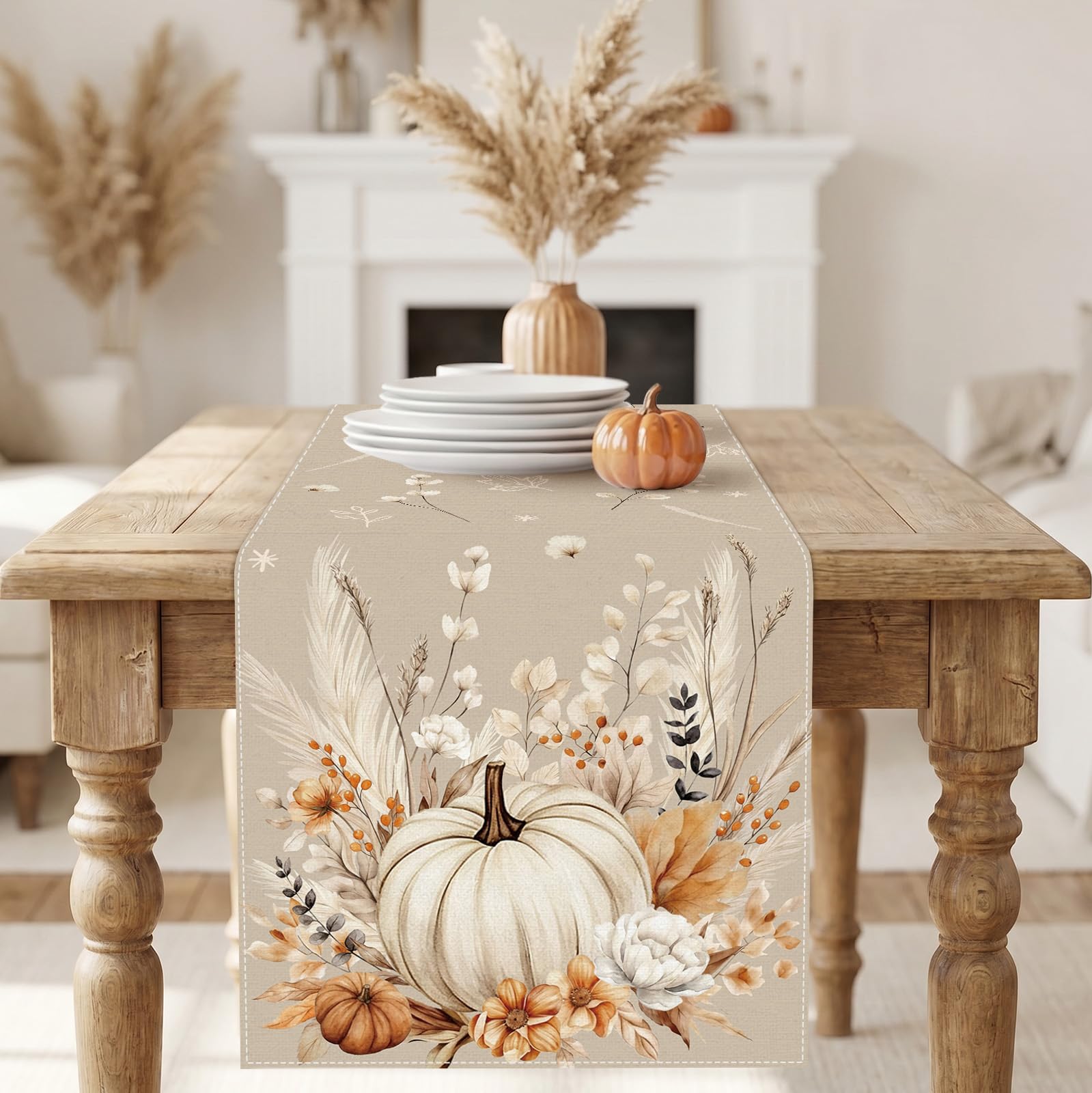 Machine washable table runner with neat stitched edges