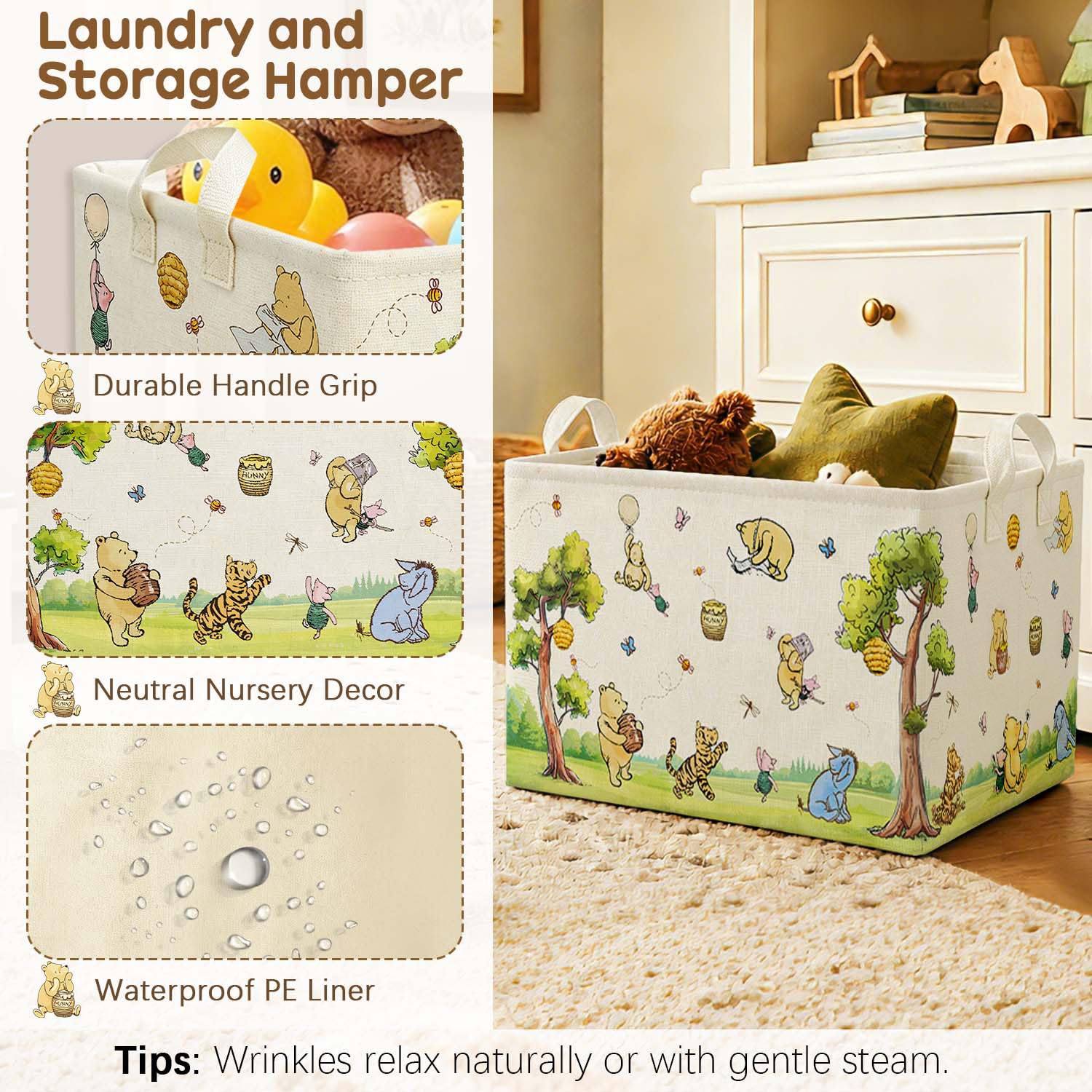 Baby diaper toy blanket storage basket Winnie Bear