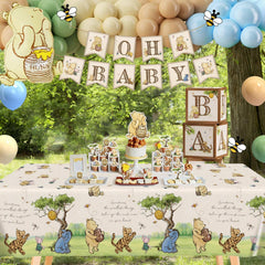 Neutral Winnie bear backdrop in vintage cream tones