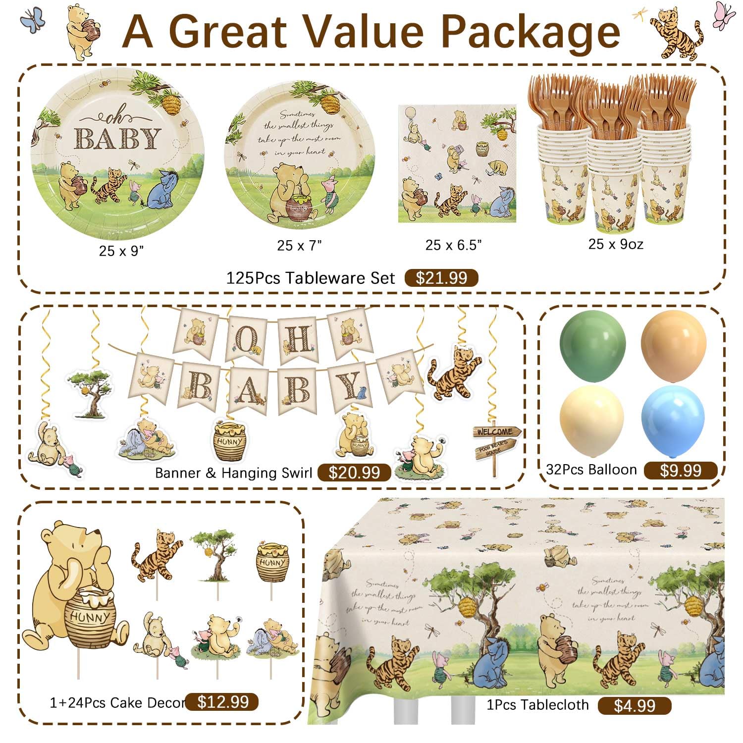 Neutral vintage Winnie cream theme banner and swirls