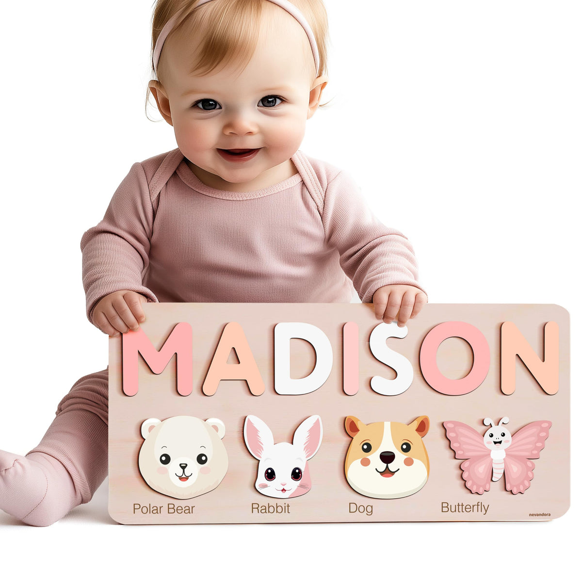 Nevandora name puzzle toddler wooden educational toy age 1-3