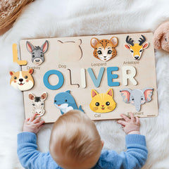 Handmade Nevandora wooden name puzzle for girls and boys
