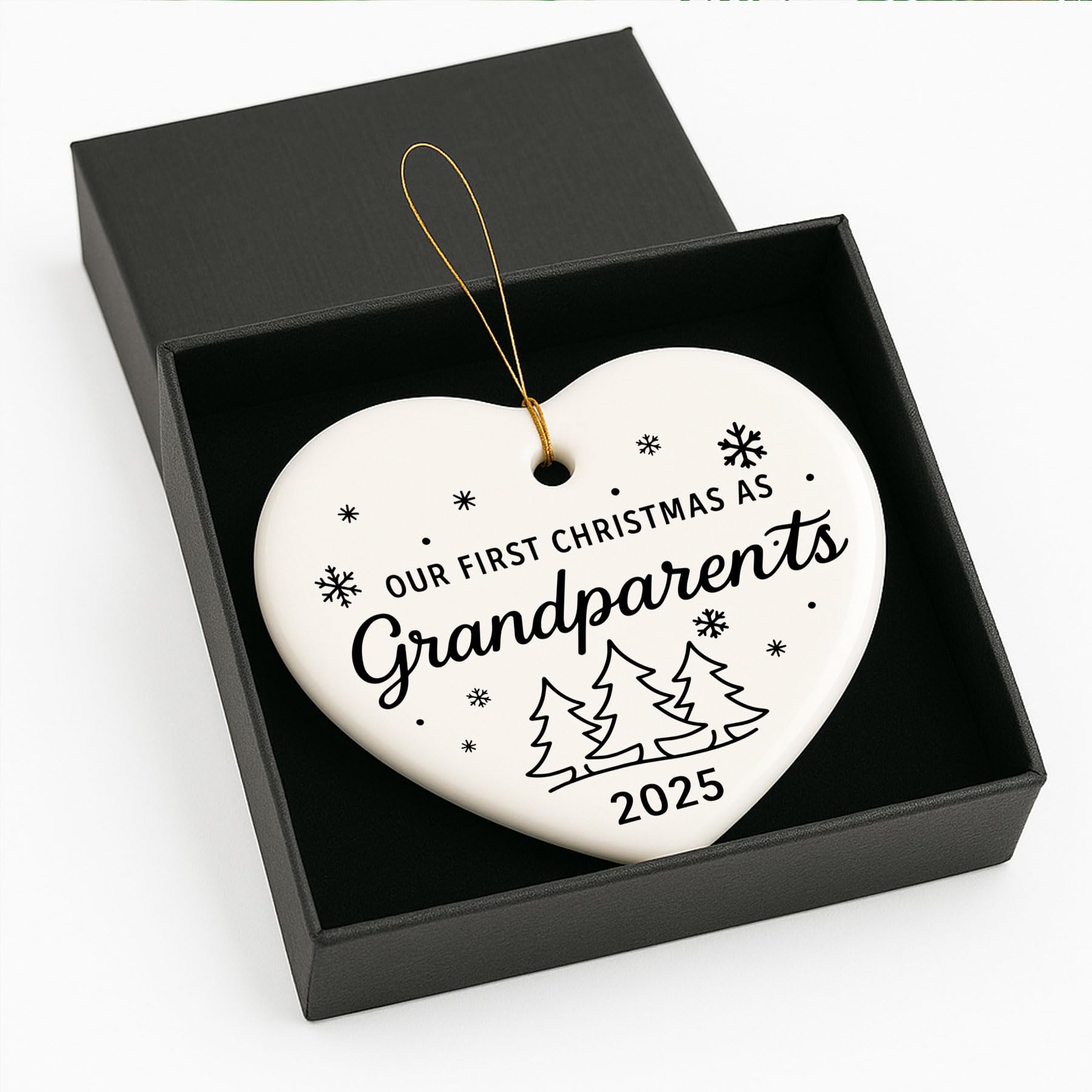 Grandparents Christmas gift ornament packaged in a classy box