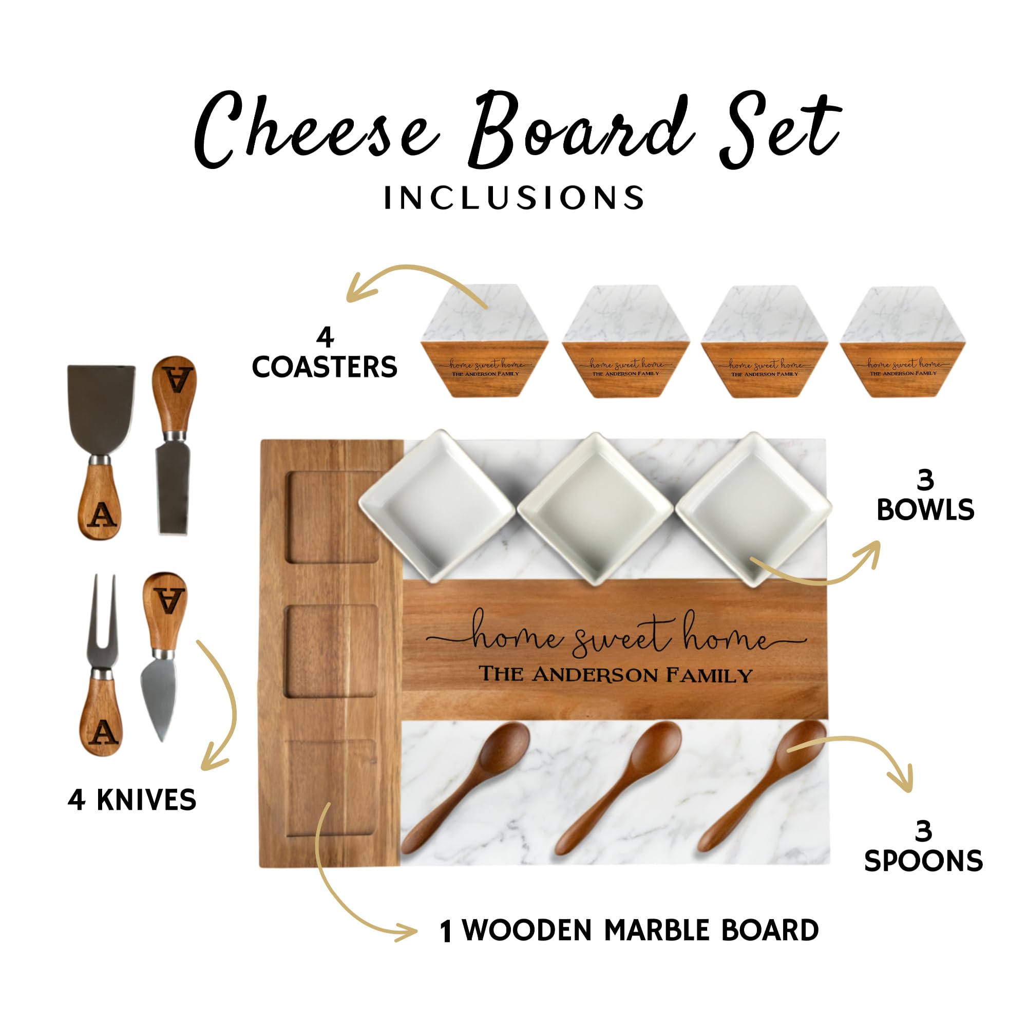 Marble cheese board set for entertaining and décor